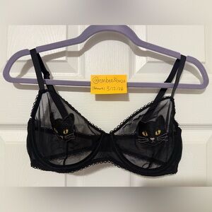 Adore Me 34DD Alyshia Unlined Bra Black cat NWOT